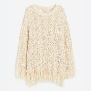 H&M Pointelle-Knit Sweater in Cream sz M